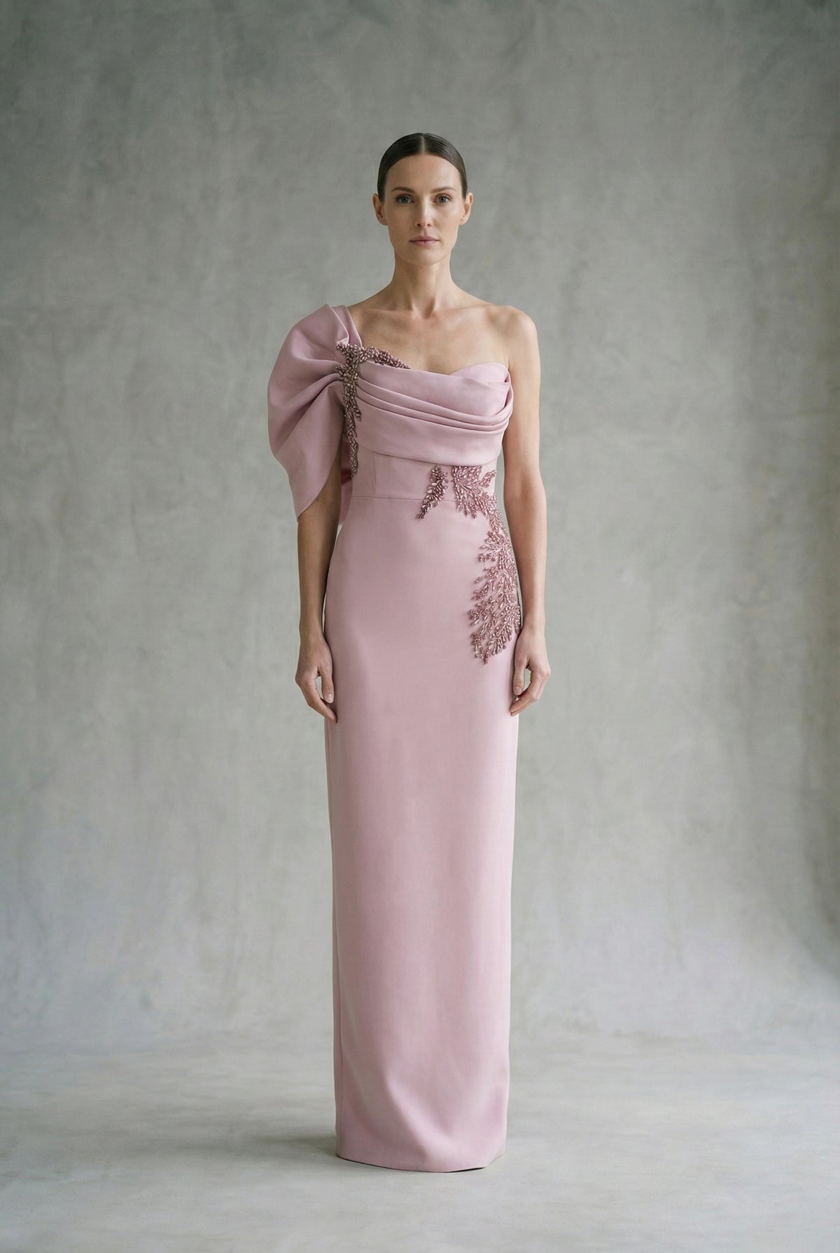 Embroidered crepe dress White Couture Embroidered crepe dress White Couture