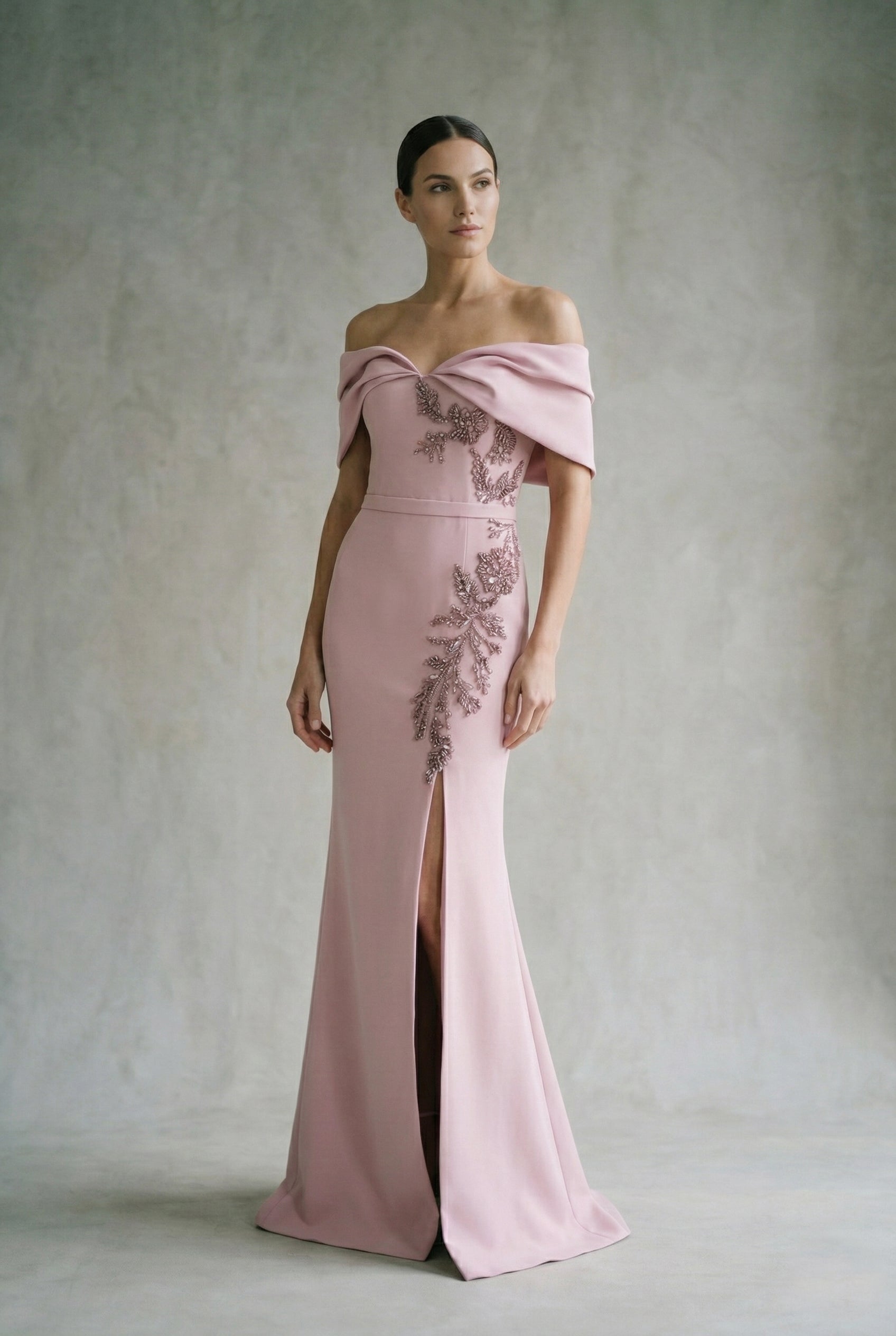 Embroidered crepe dress